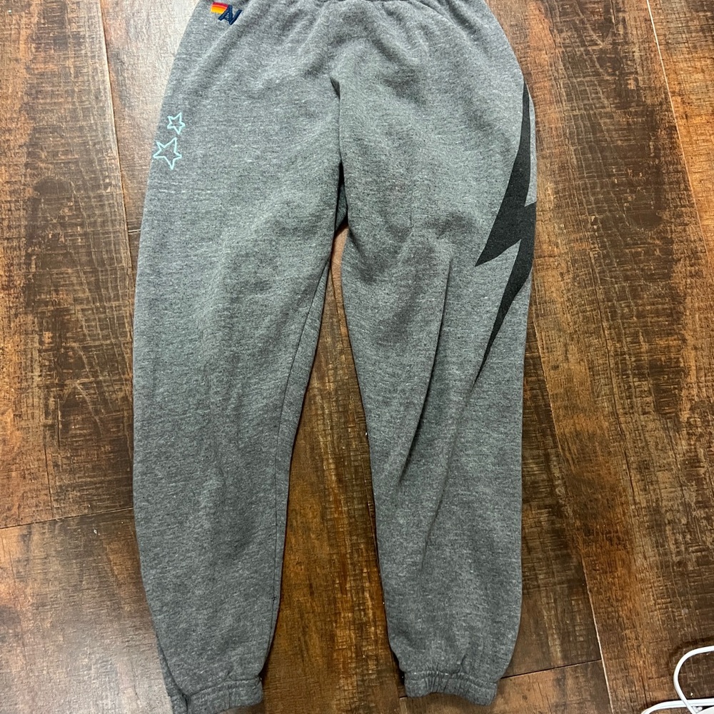 Gray Aviator Nation sweatpants with black bolt - Picture 1 of 5